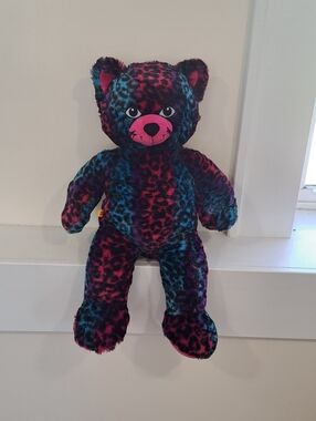 2013 Build A Bear Colorful Leopard Cat Plush Kidcore Nostalgic 19 Inch.